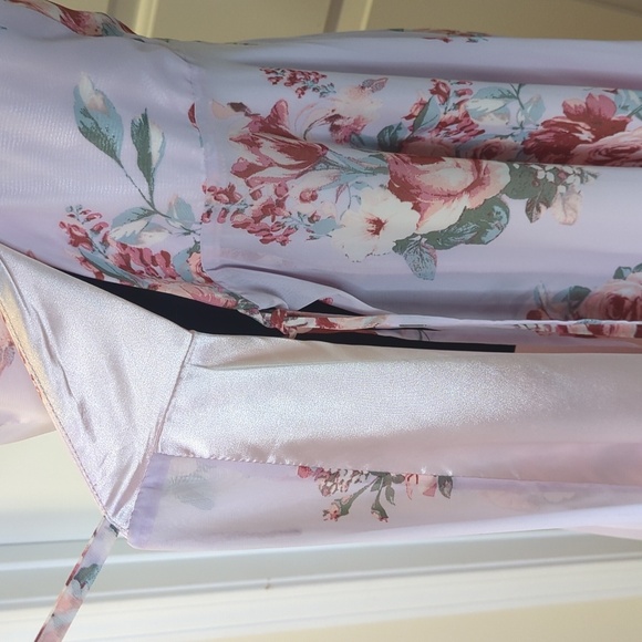 Lulus Elegantly Inclined Lavender Floral Print Wrap Maxi Dress S - Picture 13 of 16